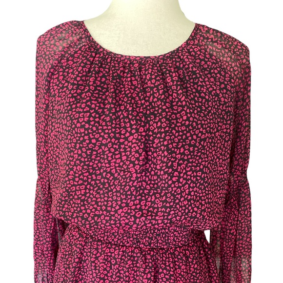 NWT Rachel Roy Lola Wild Pink & Black Leopard Draped Ruffle Tunic Dress - S - Picture 4 of 16